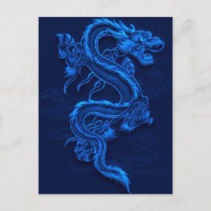 Cartão Postal Dragão Chinês Azul