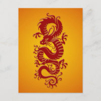 Dragão Chinês Tribal Vermelho e Amarelo