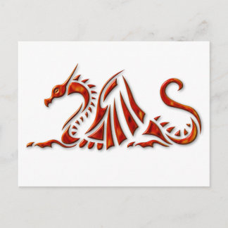 Cartão Postal Dragão com bisel vermelho metálico