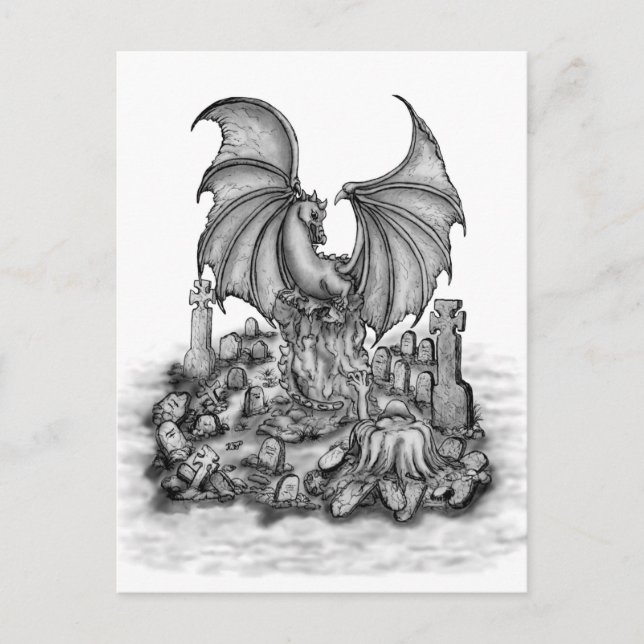 Cartão Postal Dragão com Zumbi (Frente)