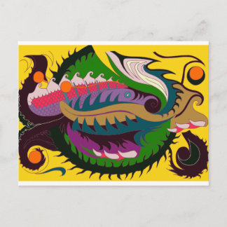 Cartão Postal Dragão de Fogo (Vermelho e Verde no Dourado)