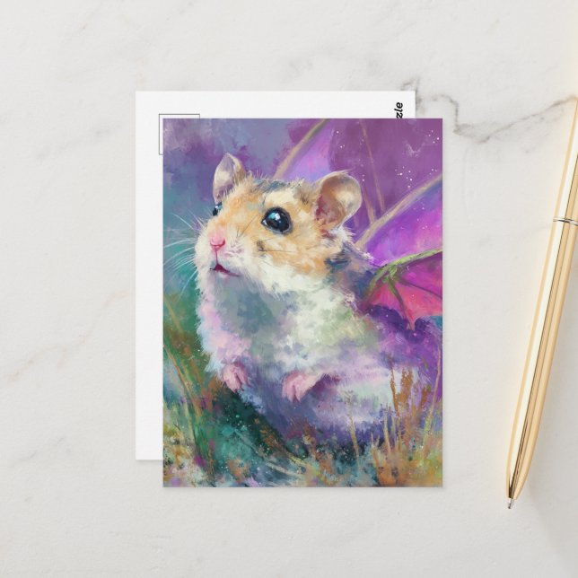 Cartão Postal Dragão de Hamster Adorável (Frente/Verso In Situ)