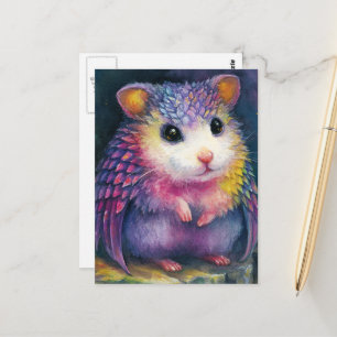 Cartão Postal Dragão de Hamster Rosa Único