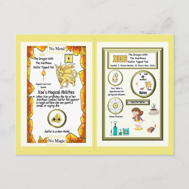 Cartão Postal Dragão de Mesa Periódico - Enxofre (Frente)