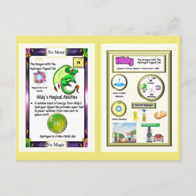 Cartão Postal Dragão de Mesa Periódico - Placa de Hidrogênio (Frente)