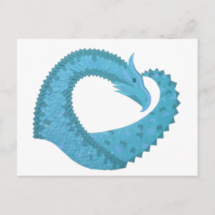 Cartão Postal Dragão do coração lacrimogênio em branco
