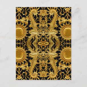 Cartão Postal dragão dourado