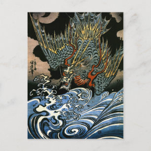 Cartão Postal Dragão e Espírito Água Kuniyoshi Belas Artes Ja