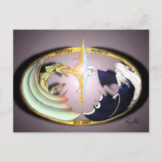 Cartão Postal Dragão e Merlin