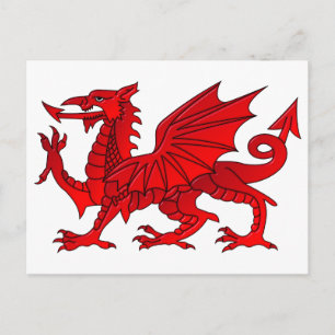 Cartão Postal Dragão Galês Com Efeito de Chanfro