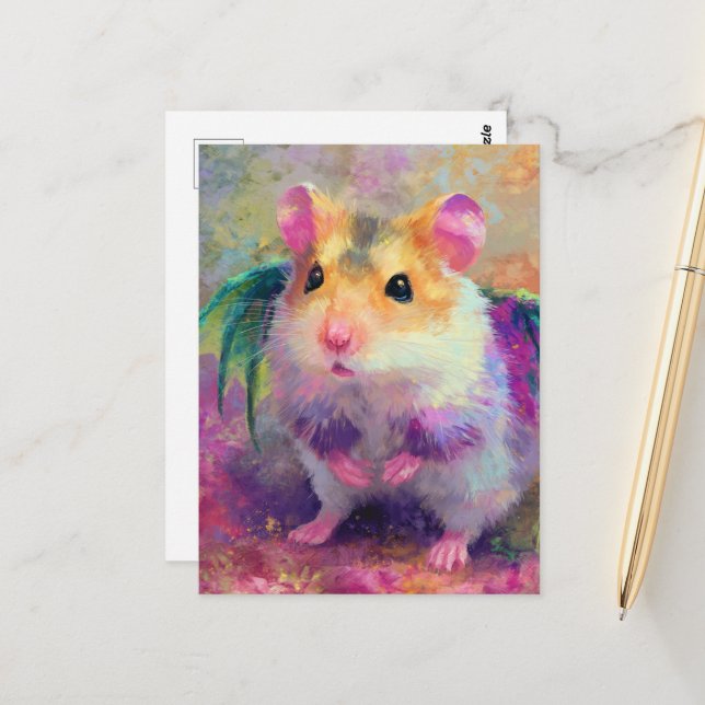 Cartão Postal Dragão Hamster Doce (Frente/Verso In Situ)