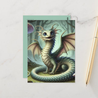 Cartão Postal Dragão Jabberwocky - Criatura da Fantasia Cuta