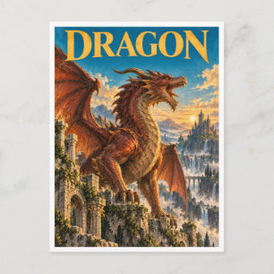 Cartão Postal Dragão, Monstro de Fantasia Gótica