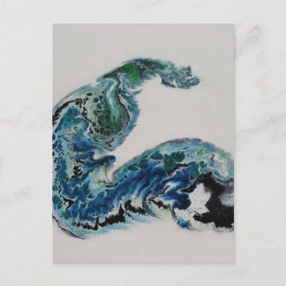 Cartão Postal “Dragão nas Ondas – Arte Abstrata de Energia Oceân