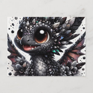 Cartão Postal Dragão Negro Adorável