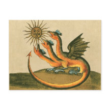Dragão ouro com Lua e Sépia Sol