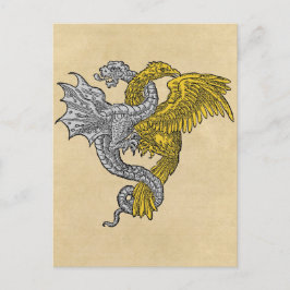 Cartão Postal Dragão Prateado da Águia ouro