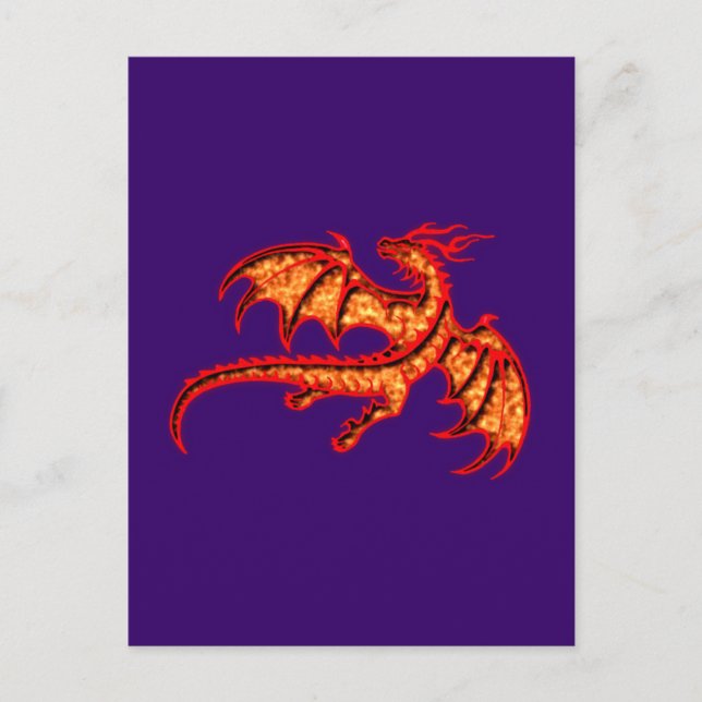 Cartão Postal Dragão vermelho do Drache (Frente)