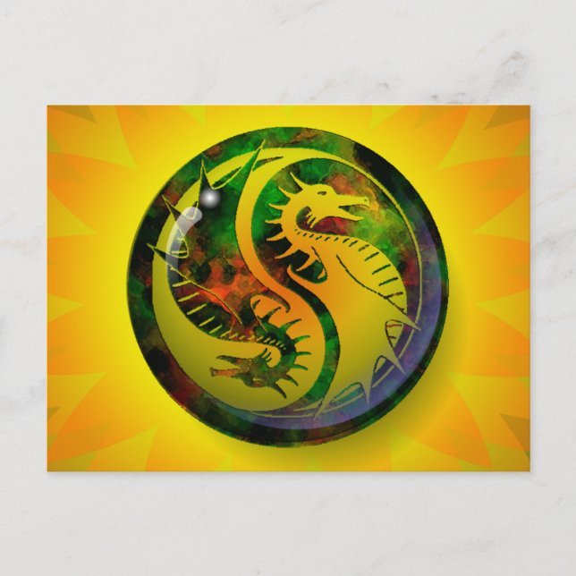 Cartão Postal Dragão Yin Yang (Frente)