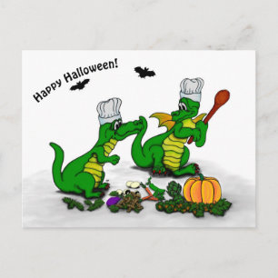 Cartão Postal Dragões - Feliz Halloween! Hoje eu cozinho
