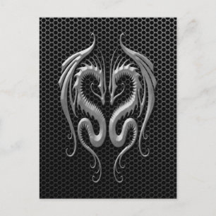 Cartão Postal Dragões Gêmeos com Efeito em Malha de Aço