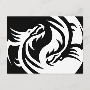 Cartão Postal Dragões Tribais Yin Yang (Personalize!)
