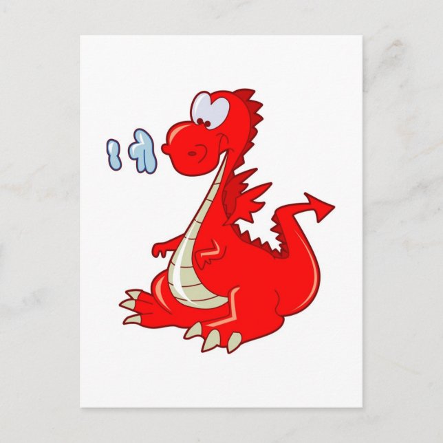 Cartão Postal Dragon302 RED CARTOON DRAGON CUTE FELIZMENTE KIDS  (Frente)