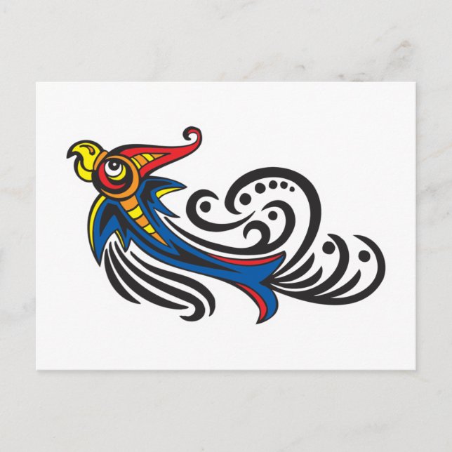 Cartão Postal Dragon Bird Tribal Design (Frente)