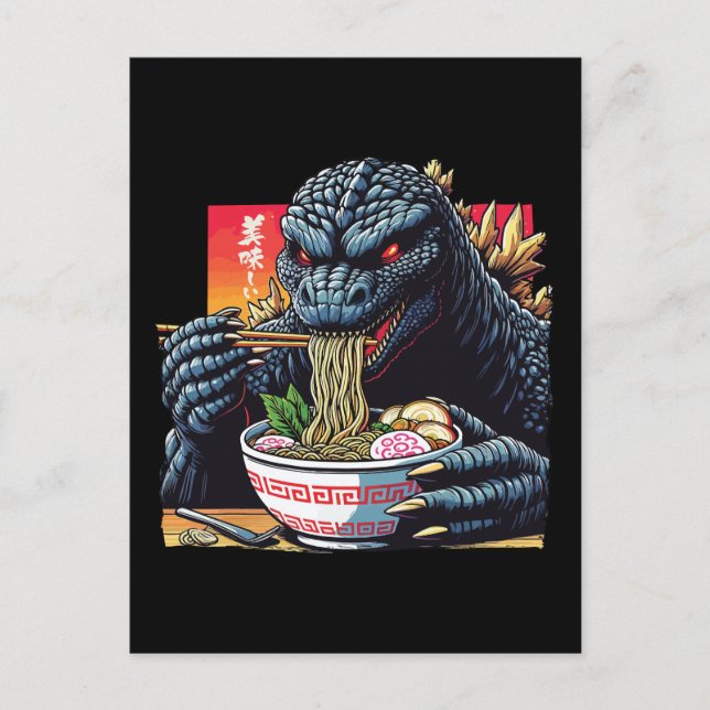 Cartão Postal Dragon eating ramen  (Frente)