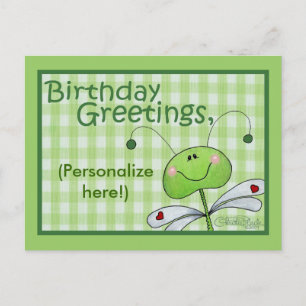 Cartão Postal Dragon Fly Birthday personaliza