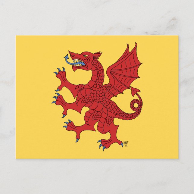Cartão Postal Dragon Rampant Gules (Frente)