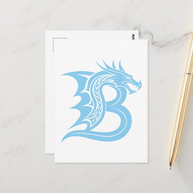 Cartão Postal Dragon Styled Letter B, Dragon Alphabet, Monogram (Frente/Verso In Situ)