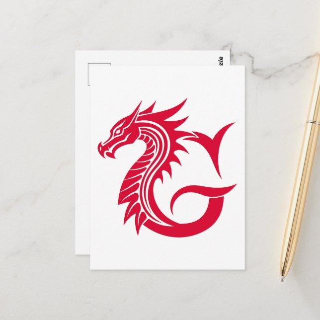 Cartão Postal Dragon Styled Letter G, Dragon Alphabet, Monogram (Frente/Verso In Situ)