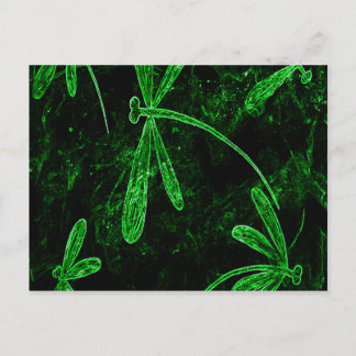 Cartão Postal Dragonflies Neon Green