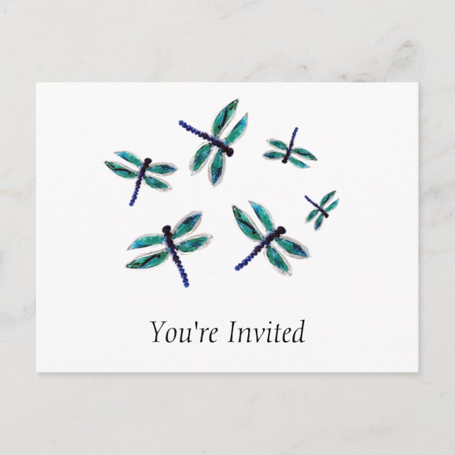 Cartão Postal Dragonfly Azul Dançante (Frente)