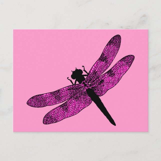 Cartão Postal Dragonfly com asa rosa (Frente)