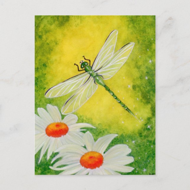 Cartão postal Dragonfly Daisies (Frente)