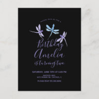Dragonfly Festa de aniversário preto roxo
