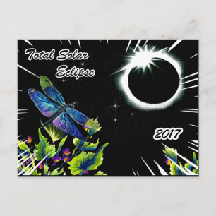 Cartão Postal Dragonfly Observing the Total Solar Eclipse 2017