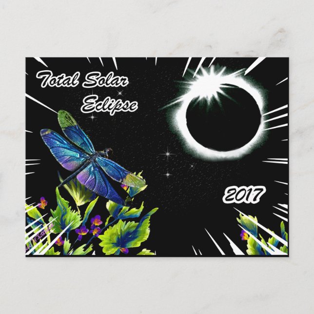 Cartão Postal Dragonfly Observing the Total Solar Eclipse 2017 (Frente)