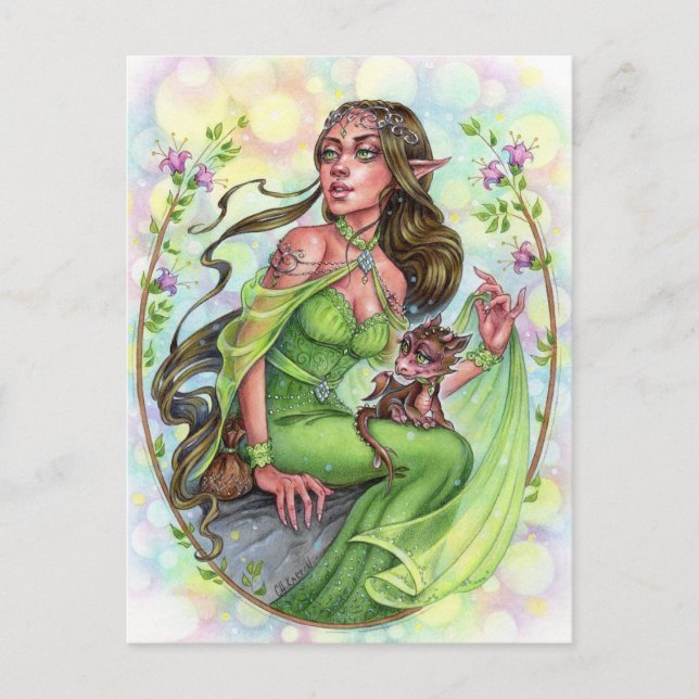 Cartão Postal Dragoning Postcard Elves Fairytale Fantasy (Frente)
