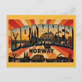 Cartão Postal Drammen Noruega Rio Cidade Ponte Ypsilon