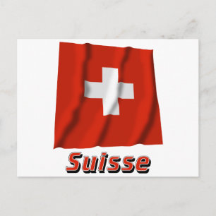 Cartão Postal Drapeau Suisse avec le nom en français
