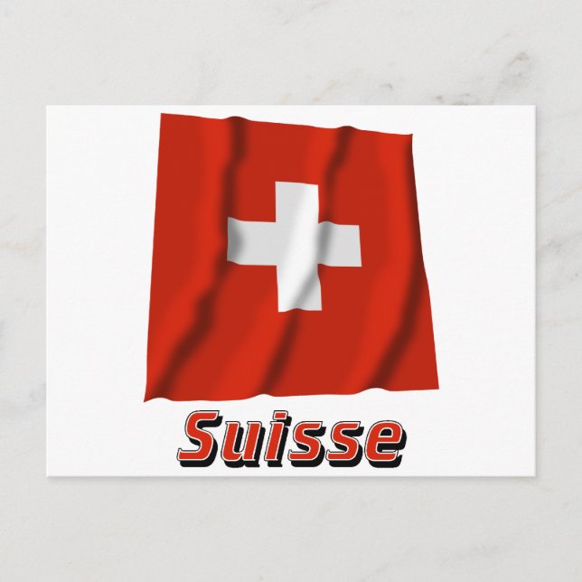 Cartão Postal Drapeau Suisse avec le nom en français (Frente)