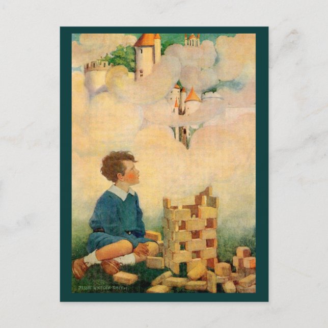 Cartão Postal Dream Blocks por Jesse Willcox Smith (Frente)
