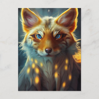 Cartão Postal Dream Fantasy Blue Eyed Fox Vixen Retrato