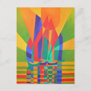 Cartão Postal Dreamboat A Cubist Lixo Em Cores Primárias