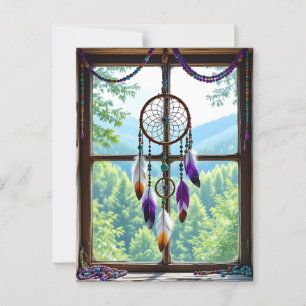 Cartão Postal Dreamcatcher na janela   Boho Art