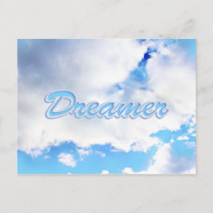 Cartão Postal Dreamer Puffy White Clouds e Blue Sky