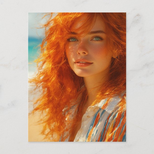 Cartão Postal Dreamlike Beauty - Captivating Beach Portrait (Frente)